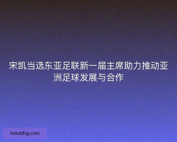 宋凯当选东亚足联新一届主席助力推动亚洲足球发展与合作